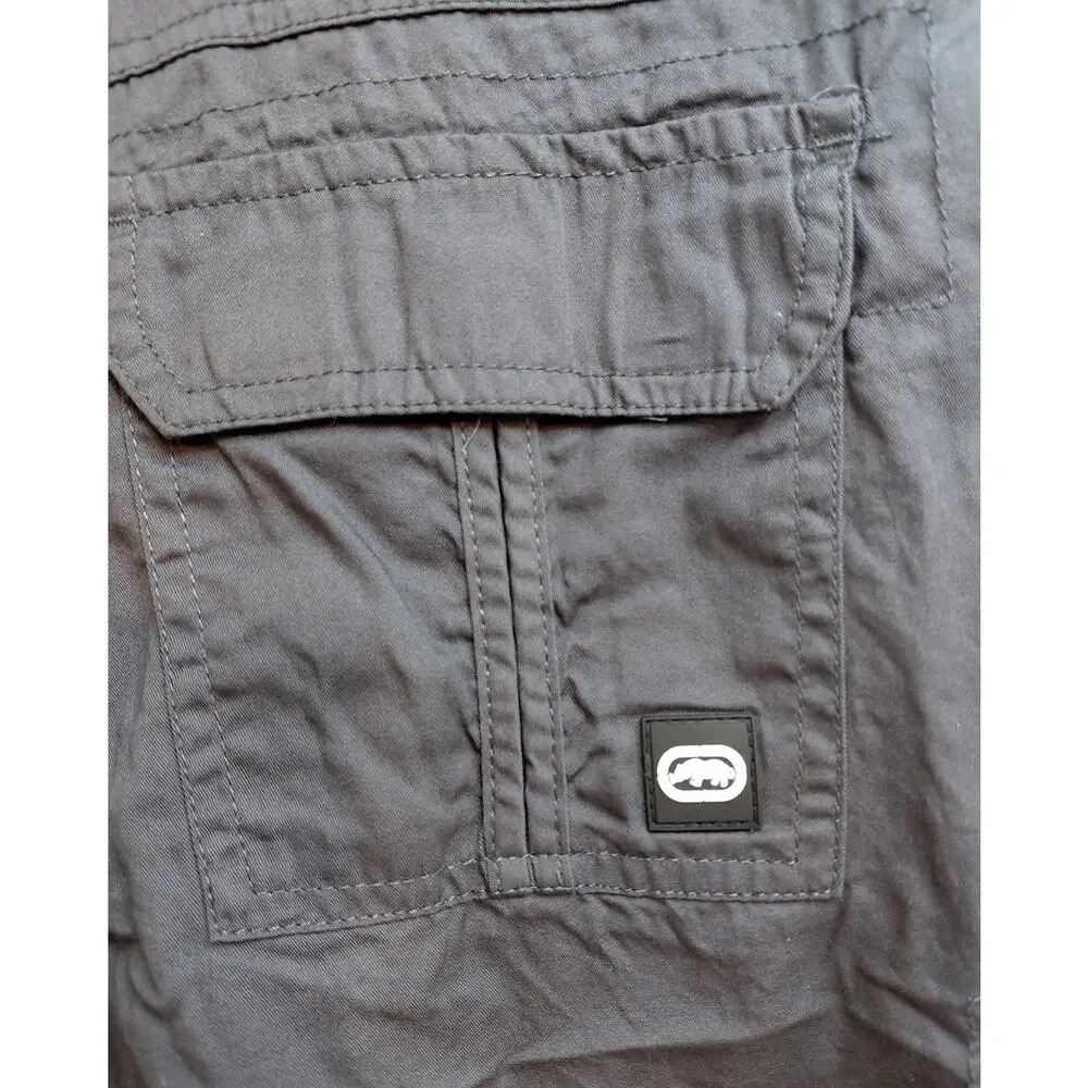 NWT Ecko Unltd Mens Belted Cargo Shorts Charcoal Grey 32 Cotton Twill Utility